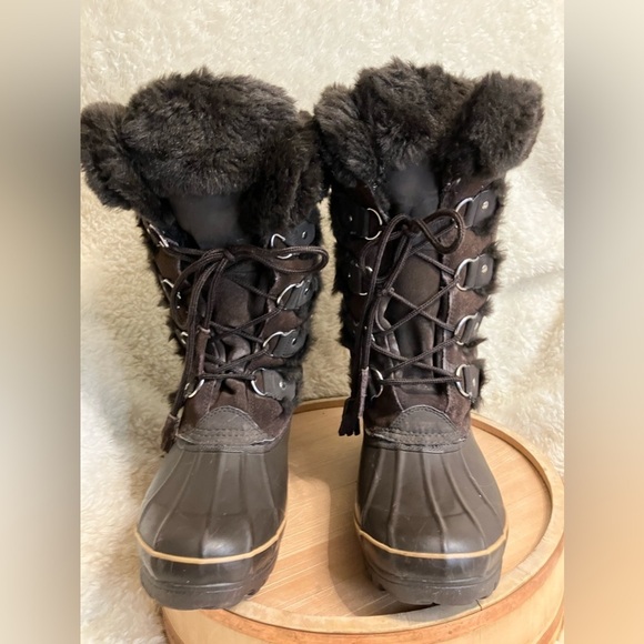 Khombu  Waterproof Winter Snow Boots Mid Calf Brown Lace-Up Size 11 - Picture 3 of 11